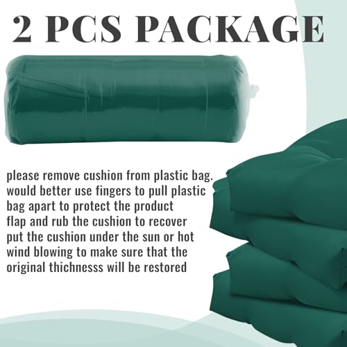 Geelin 2 Pcs Outdoor Patio Chair Cushion Thick High Back Adirondack Chair Cushion Tufted Weather & Fade Resistant Anti-Slip Outside Rocking Chairs Pads with Ties, 44 x 19 x 4 Inch (Dark Green) - color: Dark Green