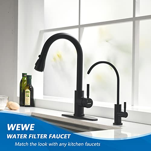 WEWE Matte Black Drinking Water Faucet Non Air Gap Stainless Steel Filtered Faucet for Kitchen Sink Reverse Osmosis System - color: Matte Black, style: Rustic