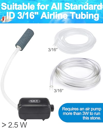 Air Stones for Aquariums 2 Inch 10 Pack Grey Air Stone Cylinder Aerator Bubble Diffuser with 2 Control Valve for Nano Air Pumps Fish Tanks and Small Buckets