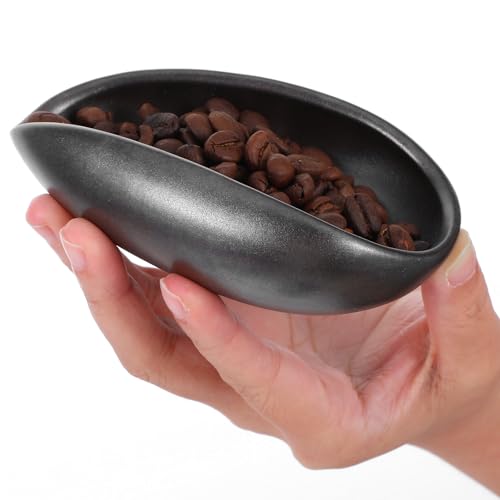 Ceramic Coffee Dosing Cup Tea Storage Tray Bowls Coffee Bean Dosing Vessel Weigh Single Dose Measuring Container for Loose Leaf Tea (Black)