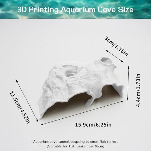 3D Printed Aquarium Cave Tunnel - Fish Tank Decoration Natural Fish Hideout for Pleco, Shrimp & Corydoras | Sinking Base & Viewing Ports | Substrate-Friendly Decor (6.7" Under Gravel Design) - color: White