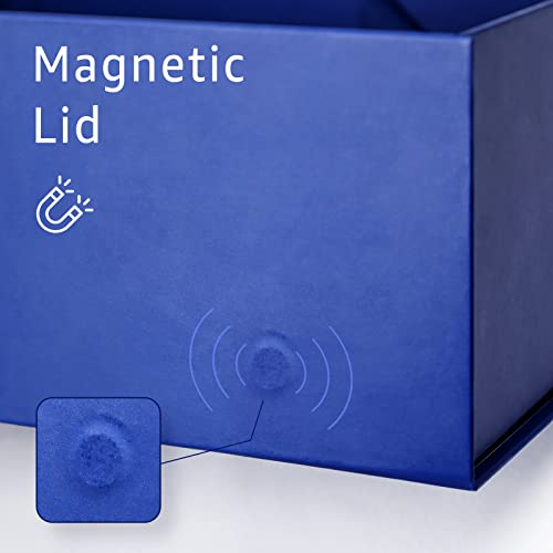 LIFELUM Navy Blue Birthday Gift Box for Men 13.8 x 8.3 x 4.4 inch, Groomsmen Proposal Gift Box for Presents with Lids Ribbon,Card,Shredded Paper Filler - color: Navy Blue, size: 1 count (Pack of 1)