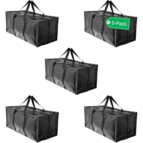 BAG-THAT! 5 Moving Bags Heavy Duty Extra Large Stronger Handles Wrap Storage Totes Zippered Reusable Packing Bags Moving Supplies Storage Boxes Storage totes Moving Boxes Packing Supplies Packing Box