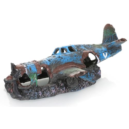 Aquarium Decor,Fighter Vintage Airplane Ruins Ornament Decoration for Aquarium Fish Tank GC0814 - style: Airplane Ruins