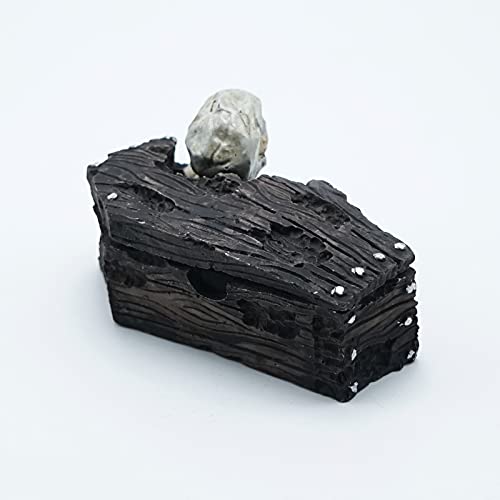 Skull Aquarium Fish Reptile Tank Decoration Resin Cave House Skeleton Small Pet Decorative Landscape Terrarium Ornament Halloween Décor for Snake Lizard Spider Tanks - color: Death Coffin