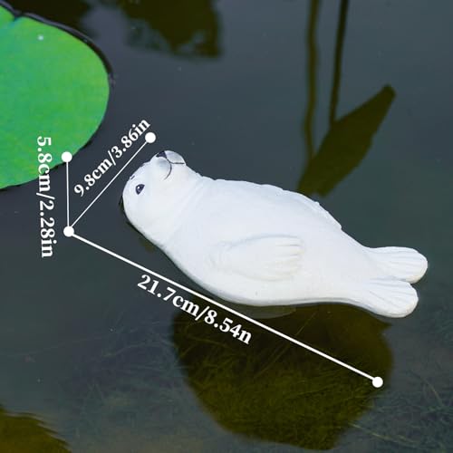 1 Piece Resin Floating Seal Statue, Simulated Realistic Animal Sculpture Figurine, Floating Sea Lion Ornament for Pool, Pond, Aquarium, Fish Tank & Home Garden Decoration - color: White