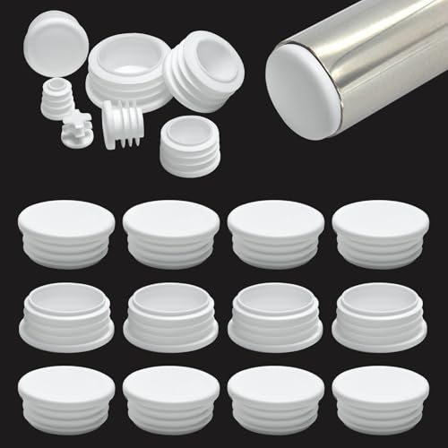 1-7/8"(48mm) Plastic Hole Plugs White -Round Chair Leg Caps, Flush Mount Pipe Plugs, Tubing End Caps for Metal&Wood Legs Tube, Outdoor Furniture Feet caps,for Pipe wall thicknesses of 2.5-4 mm,12 PCS - color: White, size: 12 PCS,1-7/8"(2.5-4mm)