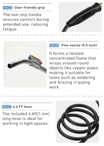 Propane Torch Head by Campingmoon - style: 4.6Ft Hose Propane Torch MT-5109