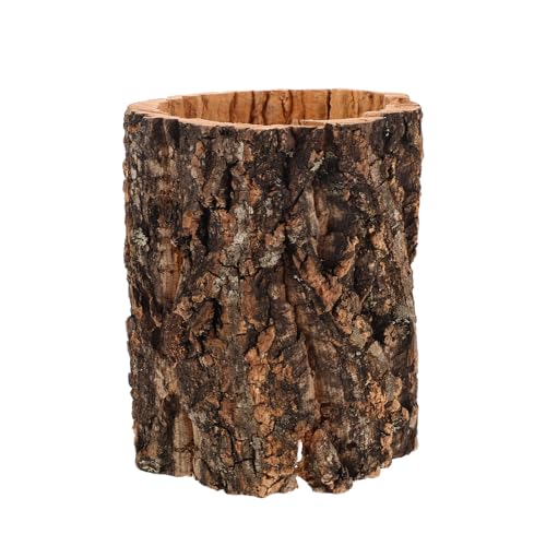 Homoyoyo Natural Cork Bark Round Reptile Hideout-Hollow Tree Trunk Climbing Hide-Wooden Terrarium Decor Shelter Cave for Gecko Lizard Snake Hermit Crab Habitat Accessories-Rainforest Terrarium - color: Light Brown