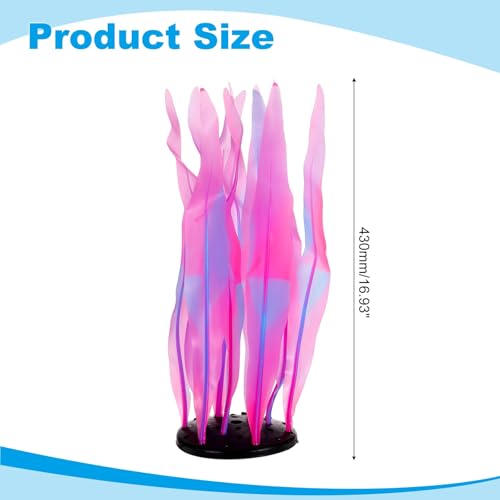 Aquarium Decoration, 17" Plastic Fish Tank Plants Artificial Silicone Glowing Kelp Aquarium Plants Ornament, (Pink, 1 Pcs), Intended for Tall Fish Tank Decor/Landscaping - color: Pink, size: 17"