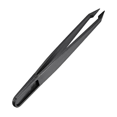 uxcell Plastic Anti-static Tweezers, Precision Slant Point Tip for Craft DIY Beauty Electronics Repair Tool Black - style: Slant Pointed Tip