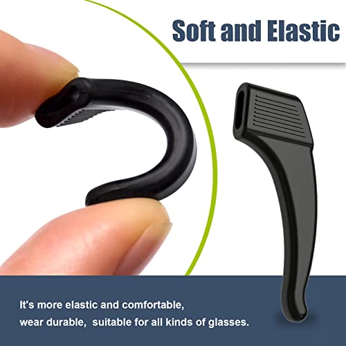 SMARTTOP 20 Pairs Anti-Slip Eyeglass Ear Grips Hook Comfortable Silicone Elastic Eyeglasses Temple Tips Sleeve Retainer-For Eyewear Sunglasses Spectacles Glasses,Sports Eyeglasses - color: Black