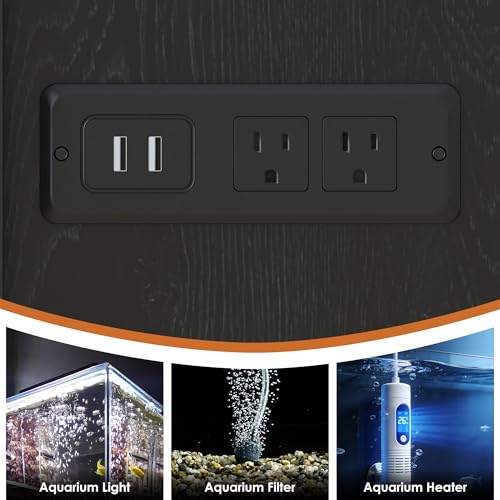 kepptory 55-75 Gallon Fish Tank Stand with Dog Crate, Multifunctional Aquarium Stand with Cabinet and Power Outlets for Larger Aquariums and Versatile Use (Black) - color: Black, size: 48.8"L x 19.7"W x 32.7"H
