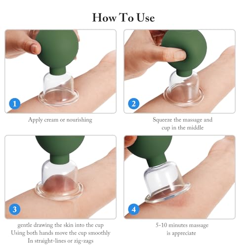 BBTO 4 Pcs Glass Facial Cupping Set Silicone Vacuum Suction Massage Cups Skin Tightening Therapy for Face Body Eyes Back Shoulder Pain(Minimalist) - color: Minimalist