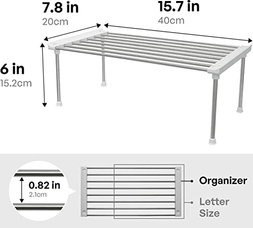 carrotez Cabinet Organizer Shelf, Set of 2 Stackable Kitchen Counter Shelves, Kitchen Cabinet Organizers and Storage, Pantry Storage Shelf Organizer, 15.7 x 7.8 x 6.1 - White - color: White, size: Large(15.7 x 7.8 x 6.1")