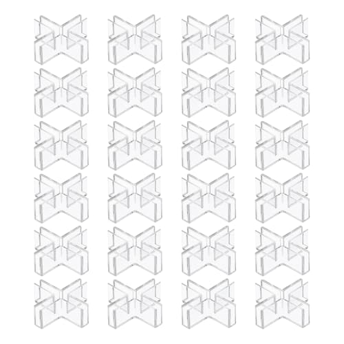uxcell 24Pcs Plastic Glass Connector, Suitable for 4mm Thick Cross Shaped Glass to Glass Clamp, Fixing Bracket Rimless Clip Holder for Aquarium Fish Tank Display Shelves, Transparent - color: Transparent, size: 4mm