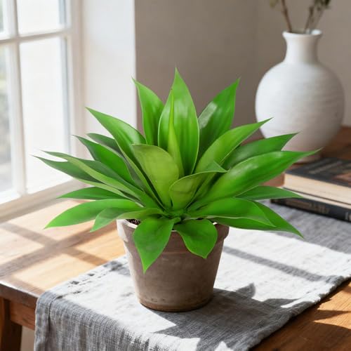 Artificial Agave Plant Fake Agave Plant Artificial Plants Outdoor Uv Resistant Artificial Fake Plants Suitable for Indoor Home Decor Outdoor Courtyard Balcony Terrace Decor 1Pcs,17.8'',Green - color: Green 18''1