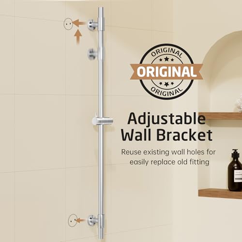 KES Bathroom Shower Slide Bar 40-Inch with Adjustable Handheld Shower Head Holder for Bathroom Wall Mounted SUS 304 Stainless Steel Brushed Finish, F209S100-BS - color: Brushed Finish, style: 39.9-Inch+Drill Mounted