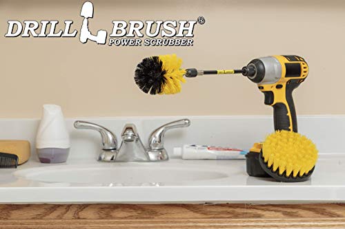 Bathroom Accessories - Cleaning Supplies - Drill Brush - Grout Cleaner - Shower Cleaner - Scrub Brush for Shower - Tile Cleaning Brush - Bathroom Cleaning Tools - Drill Brush Attachment Set - Bathtub - color: Yellow