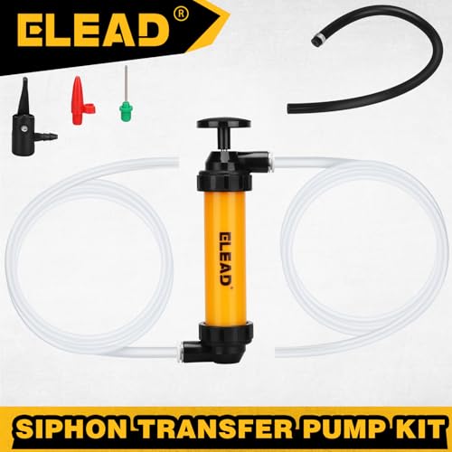 Gas Siphon Pump for Gasoline, Multi-Use Fluid Transfer Pump, Oil Liquid Siphon Pumps, Fuel Siphon Tool, Multifunction Hand Inflation Pumps with Inflator Hose adapter, Needle Valve/Balloon adapter