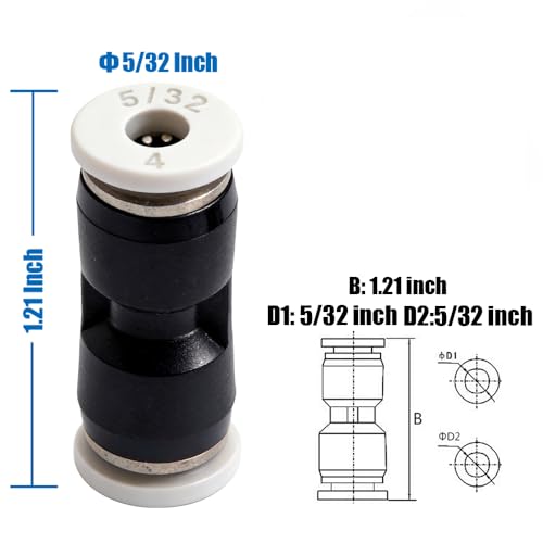 10PCS Pneumatic Push to Connect Fittings, PBT Plastic Union Straight 5/32"x 5/32" Tube OD Quick Connector for Home Garage Air Brake Air Compressor - size: 5/32"x 5/32"