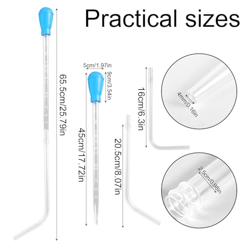 Aquarium Coral Fish Feeder, 50ml Manual Acrylic Pipette Suction Dropper with 2pcs Extension Pipes & 2pcs Connecting Hoses Fish Tank Waste Cleaning Tool & Water Changer