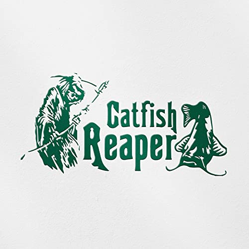 2 Pcs - No Background Decal Stickers of Catfish Reaper Fishing #2 (Green) Premium Waterproof Vinyl Decal Stickers for Laptop Phone Accessory Helmet Car Window Mug Tuber Cup Door NVCSKUS570832GR090622 - color: Green, size: 6.8'' x 3.3''