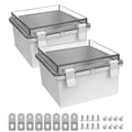 ABS Plastic Dustproof Waterproof IP65 Junction Box Hinged Shell Universal Electrical Project Enclosure Gray, with PC Transparent Clear Cover 5.9 x 5.9 x 3.5inch(150 x150 x90mm), 2 Pack - size: 5.9" x 5.9"x 3.5" (2pc)