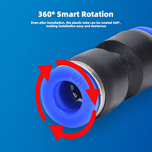 40Pcs Quick Connect Air Hose Fittings Kit - 1/4 inch OD, 10 Splitters, 10 Elbows, 10 Tees, 10 Straight, Pneumatic Push to Connect Fittings for 1/4 inch Tube - size: 40 PCS