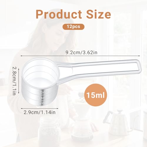 12 Pack Plastic Tablespoon Scoop, 15ml Tablespoon 15cc Long Handle, Table Spoons Measuring Spoon, Measuring Scoops for Coffee Tea Protein Spices Pet Food Dry Goods