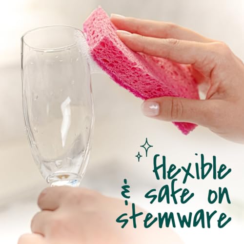 Scotch-Brite Delicate Clean Non-Scratch Scrub Sponge, 3 Nonscratch Kitchen Sponges for Gentle Cleaning of Porcelain, Fine china, Stemware, Nonstick Pots and Pans, Mirrors, Faucets, and More