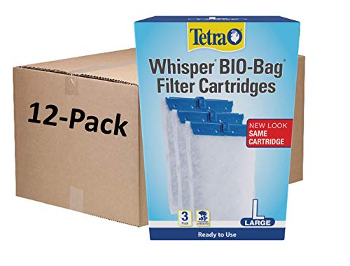 Tetra Whisper Bio-Bag Large Filter Cartridges for Aquariums, 12 Count, Ready to Use, Fits Tetra Whisper Fish Tank Filters 10-30 Gal, 20-40 Gal, PF-20, 30, 40, 60, IQ 20, 30, 45, 60 - size: 3 Count (Pack of 12), style: Standard