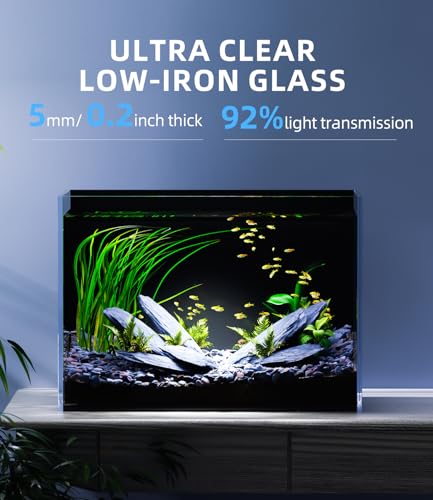 5 Gallon Glass Fish Tank Ultra Clear Rimless Aquarium, Built-in Black Background Rectangular Tank - size: 5 gallon tank only