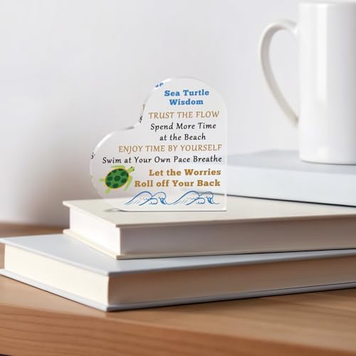 Gifts for Sea Turtle Lovers Women Men Inspirational Desk Sign Turtle Gifts for Turtle Lovers Motivational Acrylic Plaque for Coworker Friends Family Daughter Son Christmas Graduation Desk Decor Signs