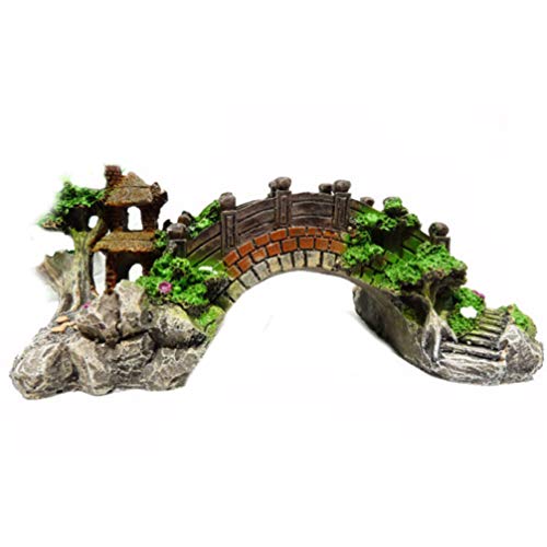 balacoo Fish Tank Bridge Decor Middle Resin Pavilion Ornament for Aquariums Elegant Aquarium Decoration Easy to Clean Safe for Fresh Saltwater Fish Enhance Visual Appeal