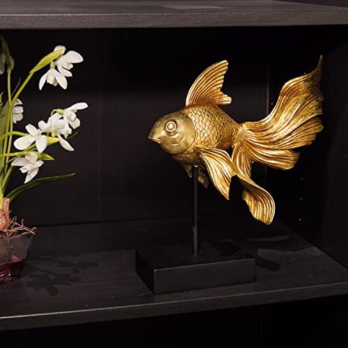 Guichifun Collectible Figurine Goldfish Statue Decor - Betta Sculpture Decoration Luckly Wealth Resin Fish Figurines Office Shelf Sculpture Home Decor Birthday Gifts for Father 10.25 X 5 X 11 inch