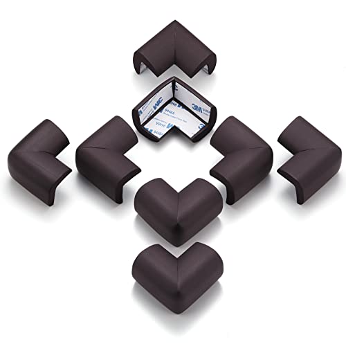 8 Pack Corner Protector for Baby, Heavy-Duty Soft Rubber Foam Furniture Corner Bumper Guards, Child Safety Furniture Bumper, Adhesive Pre-Taped Corner Protectors,Soft Sponge Table Corners, Brown - color: 8 Brown Sponge Corners