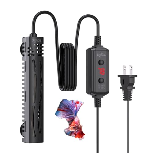 SEAOURA Submersible Fish Tank Heater, 75W Aquarium Heaters for 7-20 Gallon, Adjustable Turtle Tank Heater with Digital Temperature Display, Suitable for Freshwater and Saltwater Tank - size: ≤ 20 Gal Tank