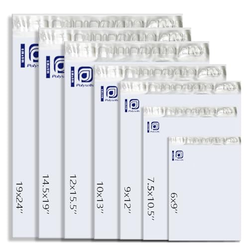 POLYSELLS 1000 pcs 6x9 Inches White x Silver Poly Mailers Shipping Envelopes, Strong Adhesive Sealing, Waterproof, and Tear-resistant Postal Mailing Bags for Clothing, Books, and Accessories - size: 6"x9" 1000 PCS