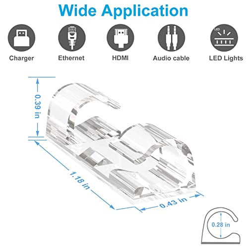 Cable Clips Clear (60PCS, M), Upgraded Adhesive Wire Holders for Wall, Strong Cord Organizer Under Desk, Car, PC, Christmas Light Clips Outdoor - color: Clear, size: M_60P