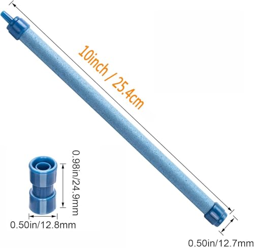2 PCs 10 Inch Aquarium Bubble Wall Air Stone Bar, Air Stone Bar Tubes with Suction Cups, Spray Aeration for Fish Tank Hydroponics Pump，Blue