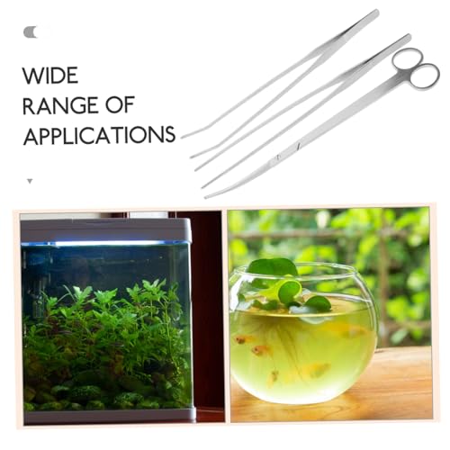 ibasenice 3-Piece Aquarium Plant Tool Kit Stainless Steel Trimming Scissors Tweezers Rake for Aquascaping for Fish Tanks and Aquatic Plant Maintenance