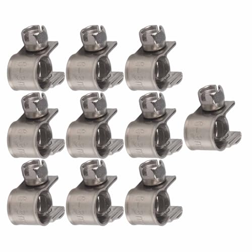 10pcs Stainless Steel Hose Clamps – Adjustable 6-20mm Fuel Line Pipe Clips for Air, Water, Silicone & Fuel Hoses (6-8Mm) - size: 6-8Mm
