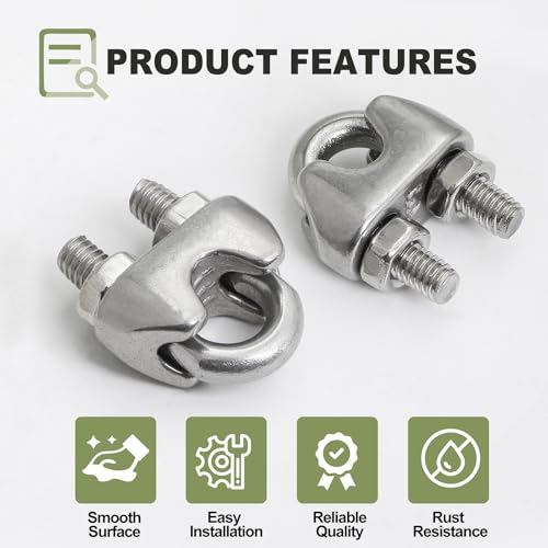 12pcs M3 Wire Rope Clamp, 1/8 inch Cable Clamps Stainless Steel Wire Rope Clips - size: M3