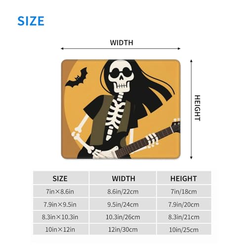 Skull Guitar Gaming Mouse Pad Non-Slip Rubber Base Square Mouse Mat for Office Computer Mousepad 7.9 X 9.5 in - color: Skull Guitar, size: 9.5L x 7.9W inches