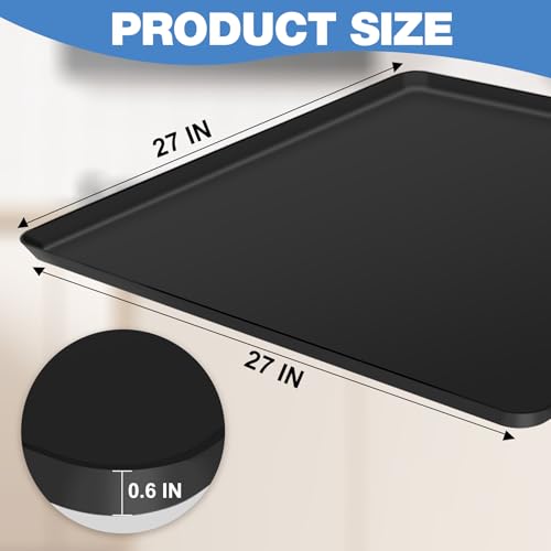 ToLanbbt Mini Fridge Silicone Mat - 27" x 27" x 0.6" Mini Fridge Drip Tray Under Refrigerator Mat Carpet Floor Protector, Leak-Resistant Portable AC Pan for Washing Machine Dishwasher Dryers, Black - color: Black, size: 27"x27"x0.6"