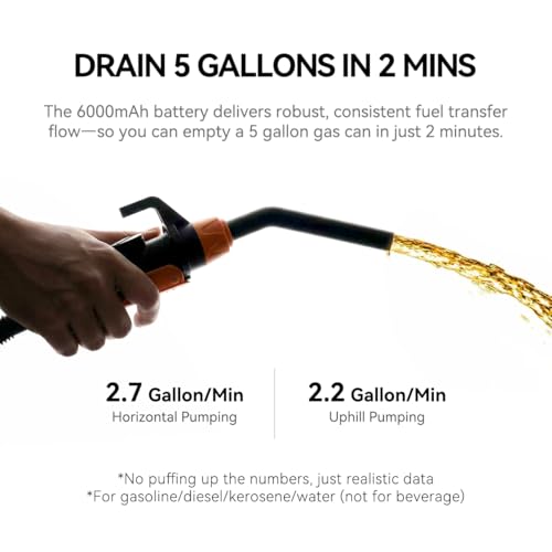 ANSE Rechargeable Fuel Transfer Pump with 6000mAh Li-ion Battery (2.7GPM Model X1 Ultra)