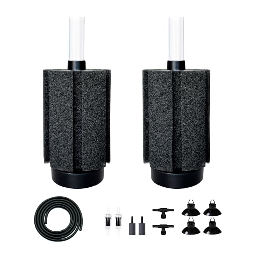 2Pcs Aquarium Sponge Filter,30 Gallon Fish Tank Sponge Filter with Airstone Breeding Fry Betta Shrimp for Fish Tank 10 Gal to 50 Gal - size: Small(2 Pack)
