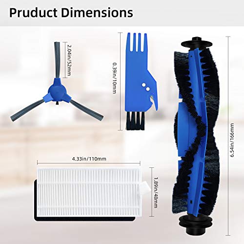 Spare Accessories Compatible with eufy 11S, 25C, 30C Slim Robotic Vacuum Cleaner NOT for Max/G/L Series Replacement Parts Include: 1 Roller Brush 6 Edge Brushes 6 Filter Foam Kit - style: Standard Kit