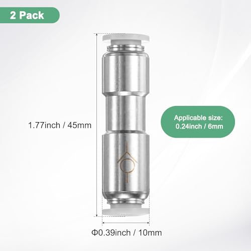 M METERXITY 2-Pack 6/25 Inch OD Tube Push to Connect One Way Check Valve Nickel Plated Brass & Plastic Inline Air Pneumatic Check Valve for Air/Gas [Gray White] - color: Gray White, size: 6mm OD